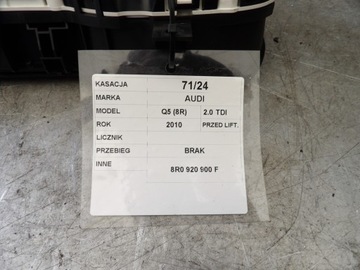 AUDI Q5 8R 2,0TDI PŘÍSTROJOVÁ DESKA BUDÍKY 8R0920900F 503002380502