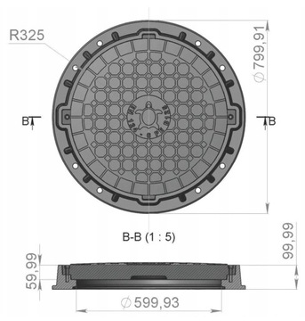 Крышка люка септика Б125 (12,5Т) Ø600/800 с замком