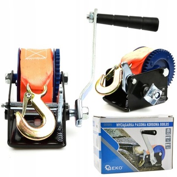 РУЧНАЯ РЕМЕННАЯ ЛЕБЕДКА GEKO С РУКОЯТКОЙ 800 LBS
