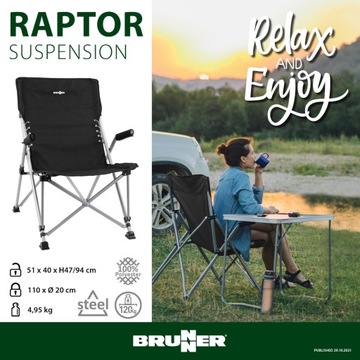 BRUNNER RAPTOR СКЛАДНОЙ ТУРИСТИЧЕСКИЙ СТУЛ 120 кг