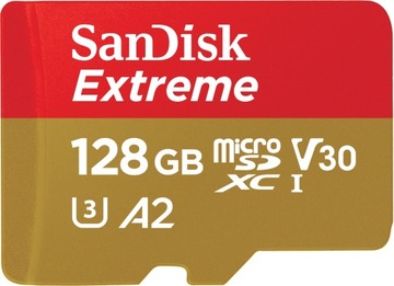 KARTA PAMIĘCI MICROSD 128 GB SZYBKA EXTREME A2 U3 DO APARAT KAMERA SMARTFON