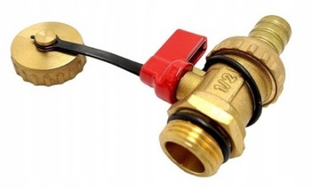 ZAWÓR KULOWY SPUSTOWY 1/2 ZE ZŁĄCZKĄ MOSIĘŻNY
