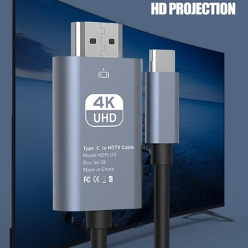АДАПТЕР КАБЕЛЯ АДАПТЕР USB-C 3.1 HDMI 4K MHL 200см для телефона-Macbook