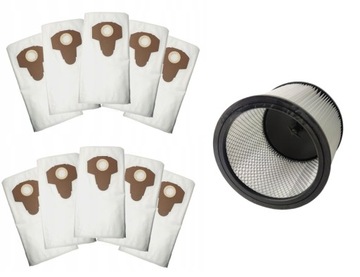 10x Worek syntetyczny + filtr pasujący do PARKSIDE 1400 1500 40L