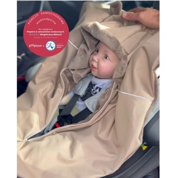 PIAPIMO PONCZO SAMOCHODOWE ŚPIWOREK OTULACZ BEŻOWE 75-105 cm