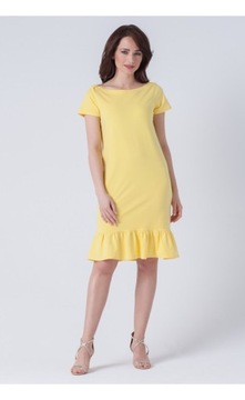 Śliczna dresowa letnia sukienka w łódkę żółta M/L