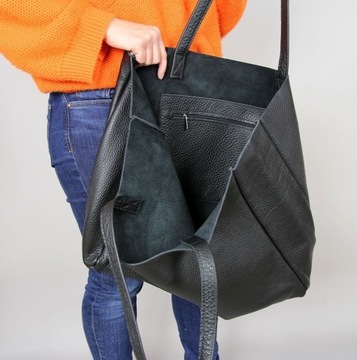 Torebka Polskiej produkcji ze skóry - handmade - torba na ramię XXL