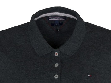 TOMMY HILFIGER polo damskie, szary melanż, slim, L