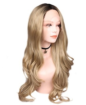 Syntetyczna,naturalna, długa falowana blond peruka