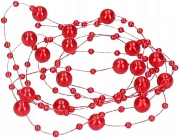 PEREŁKI KORALIKI Na Żyłce Czerwone GIRLANDA Święta