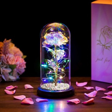 ВЕЧНАЯ РОЗА В СТЕКЛЕ, СВЕТЯЩАЯСЯ СВЕТОДИОДНАЯ ИДЕЯ ПОДАРКА - ЦВЕТА