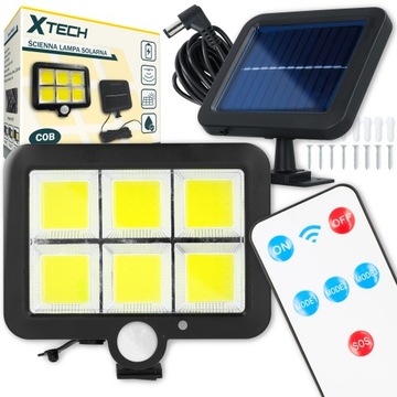 LAMPA SOLARNA Z CZUJNIKIEM RUCHU ZMIERZCHU LED ZEWNĘTRZNA OGRODOWA + PILOT