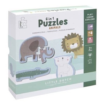 Little Dutch Puzzle Zoo 6 elementów FSC zwierzęta