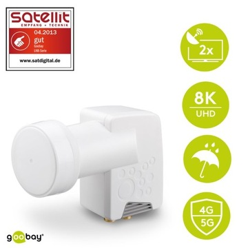 Goobay 67270 Konwerter Twin LNB TV 4K UHD 8K 3D