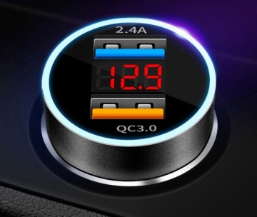 АВТОМОБИЛЬНОЕ ЗАРЯДНОЕ УСТРОЙСТВО 3.1A QC 3.0 ИЗМЕРИТЕЛЬ НАПРЯЖЕНИЯ