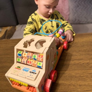 Автомобильный сортировщик деревянных блоков Автомобиль 7в1 Развивающая игрушка для детей