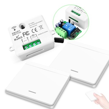 BEZPRZEWODOWY WŁĄCZNIK ŚWIATŁA Z 2-CZĘŚCIOWYM NAŚCIENNYM RF 433 MHz 10 A