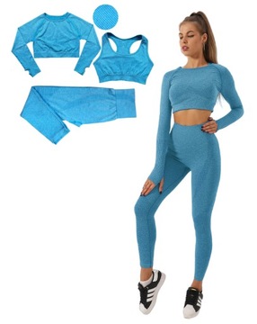 DAMSKI 3-CZĘŚCIOWY JOGA DRES FITNESS TRENINGOWY L