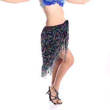 Юбка для танца живота с пайетками и бахромой