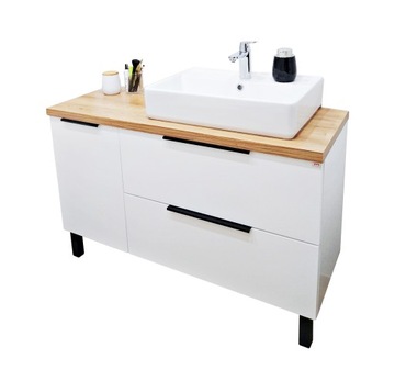 СОВРЕМЕННЫЙ ШКАФ ДЛЯ НАСТОЛЬНОЙ РАКОВИНЫ 90 см, МАТ, КОРЗИНА МДФ, ЗАКРЫТАЯ