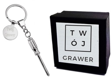 Brelok Metalowy Śrubokręt do Kluczy Grawer + ETUI