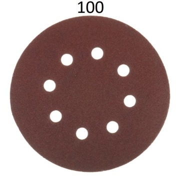 5 x Krążek ścierny 8 otworów rzep 125mm P100 (komplet 5 sztuk)
