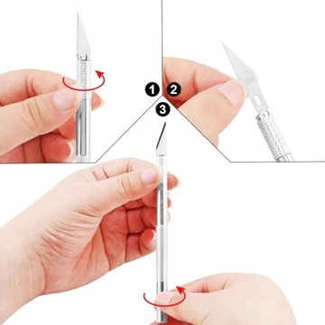 НАБОР СКАЛЬП 11 ТОЧНЫЙ ОСТРЫЙ СЕРЕБРЯНЫЙ МОДЕЛИРУЮЩИЙ НОЖ HT + 5 ЛЕЗВИЙ 11