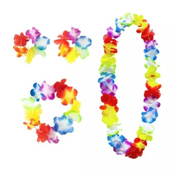 ZESTAW HAWAJSKI CLASSIC KOLOROWE KWIATY GIRLANDA