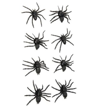 PLASTIKOWE PAJĄKI 8szt. 6cm HALLOWEEN DEKORACJA