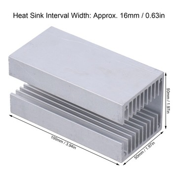 АЛЮМИНИЕВЫЙ РАДИАТОР ДЛЯ ПЛАТЫ УСИЛИТЕЛЯ МОЩНОСТИ ПРОЦЕССОРА 100x50x50 мм