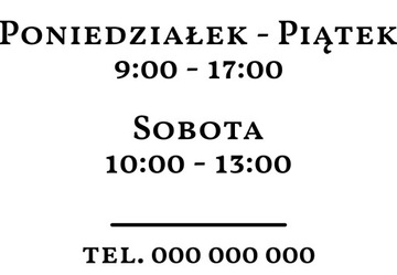 наклейка Часы работы Открыто 45x53см