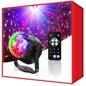 DISCO RGB LED ДИСКОШАР ПРОЕКТОР ЦВЕТНОЙ ШАР НОВЫЙ ГОД + ПУЛЬТ ДУ