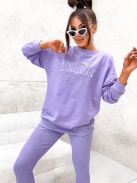 ЖЕНСКИЙ КОМПЛЕКТ, ХЛОПКОВЫЙ СПОРТИВНЫЙ КОСТЮМ, СВИТШОТ MALIBU И ЛЕГГИНСЫ, ЦВЕТ S