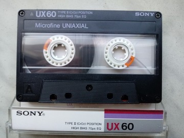 SONY UX60 MICROFINE UNIAXIAL , CHROM , KOMPLET NAKLEJEK , RAZ NAGRANA