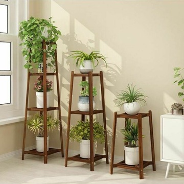 3-слойная бамбуковая подставка для цветов Стоящая подставка для цветов