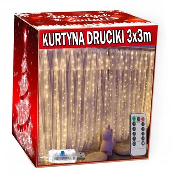 Kurtyna LED Sople Lampki mikro Drucik 3x3 na Pilot