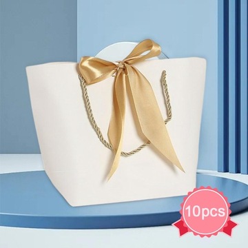 10 бумажных пакетов, подарочные пакеты, упаковочные пакеты для подарочной коробки, прочные с белым S