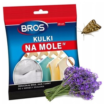 BROS KULKI LAWENDOWE ZAPACH ŚRODEK NA MOLE DO SZAFY ODZIEŻY
