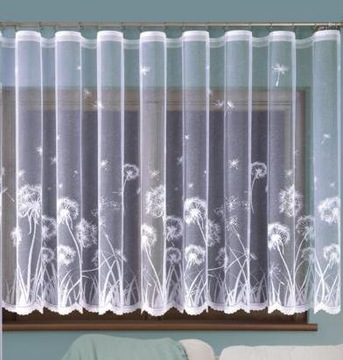 Firanka żakardowa Dmuchawce latawce wiatr Biała krótka metraż 622380 160cm