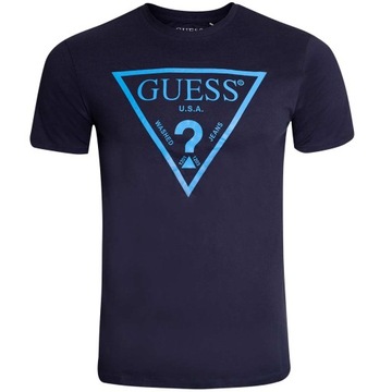 GUESS T-Shirt Reflective Logo M3GI44 K9RM1 Granatowy Slim Fit
