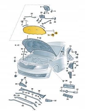 NOVÉ ORIGINÁLNÍ TLUMENÍ KAPOTY SKODA OCTAVIA OE 5E0863831A