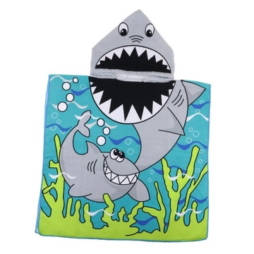 Пляжное банное полотенце с капюшоном для малышей, детское полотенце «Акула»