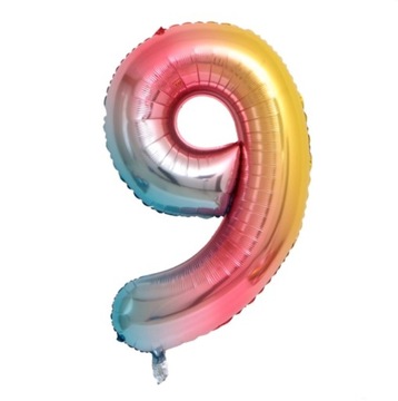 Balon Foliowy CYFRA 9 Tęczowe OMBRE - 42