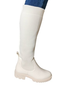 БЕЖЕВЫЕ ЖЕНСКИЕ БОТИНКИ С ЭЛАСТИКОЙ ВЕРХНЕЙ 40