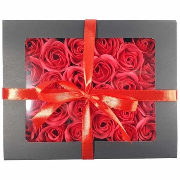 Pachnący Flower Box W PUDEŁKU z 24 Mydlanymi Różami Różowymi na Prezent