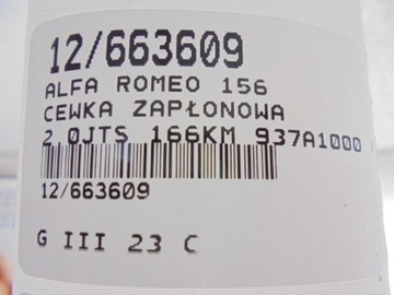 ALFA 156 CÍVKA ZAPALOVACÍ 0221604103 2,0 JTS