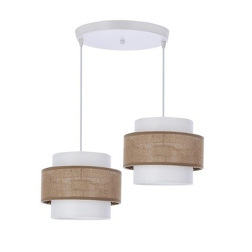Juta lampa wisząca biały talerz 2x40w e27 abażur b