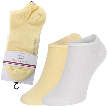 TOMMY HILFIGER SKARPETY SKARPETKI STOPKI 2 PARY ŻÓŁTE/BIAŁE r.39-42