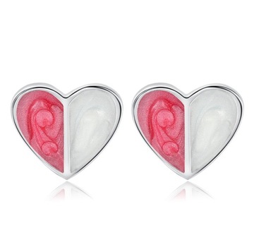 BEAUTIFUL Kolczyki Srebrne DAMSKIE Z ZIRCONIA Serce