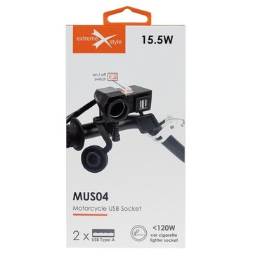 Розетка прикуривателя + 2 x USB 2,1 А с выключателем